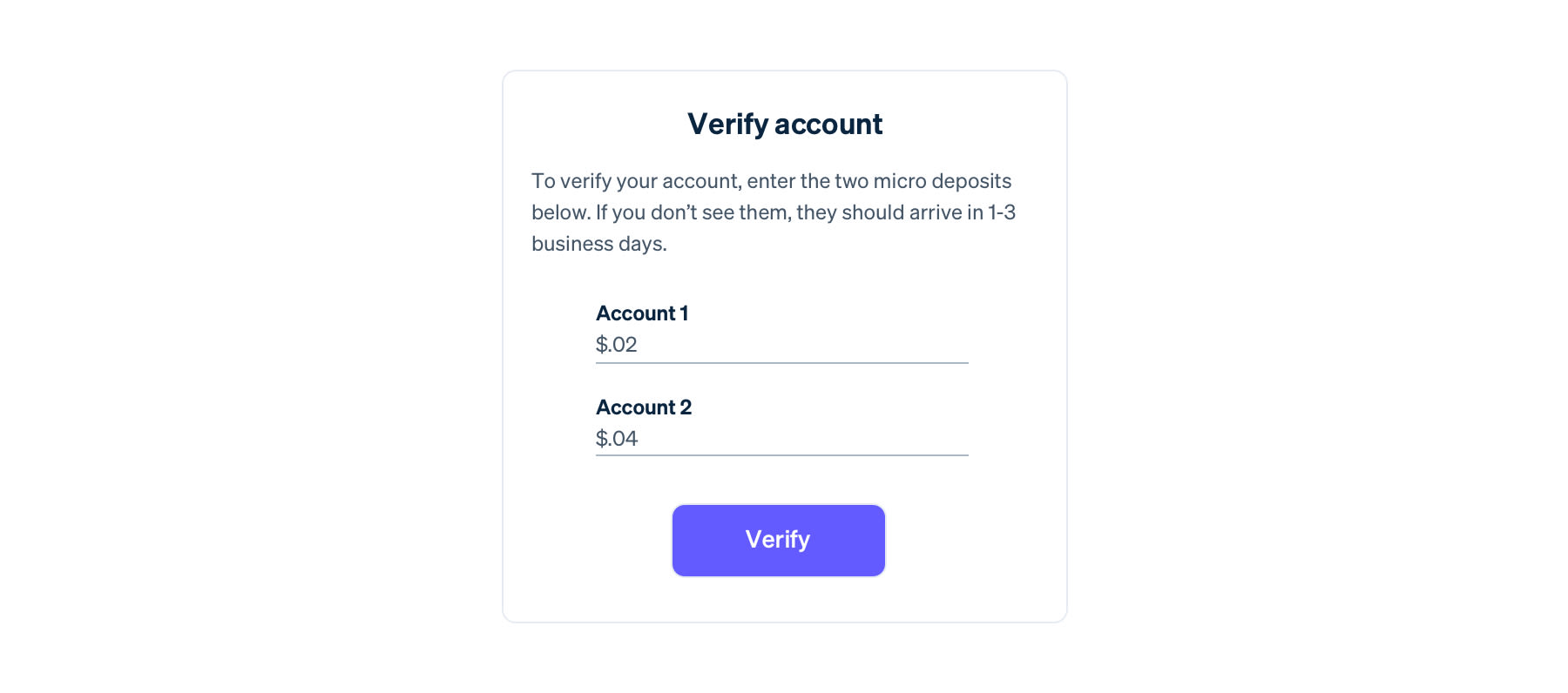 verifying the micro-deposit amounts