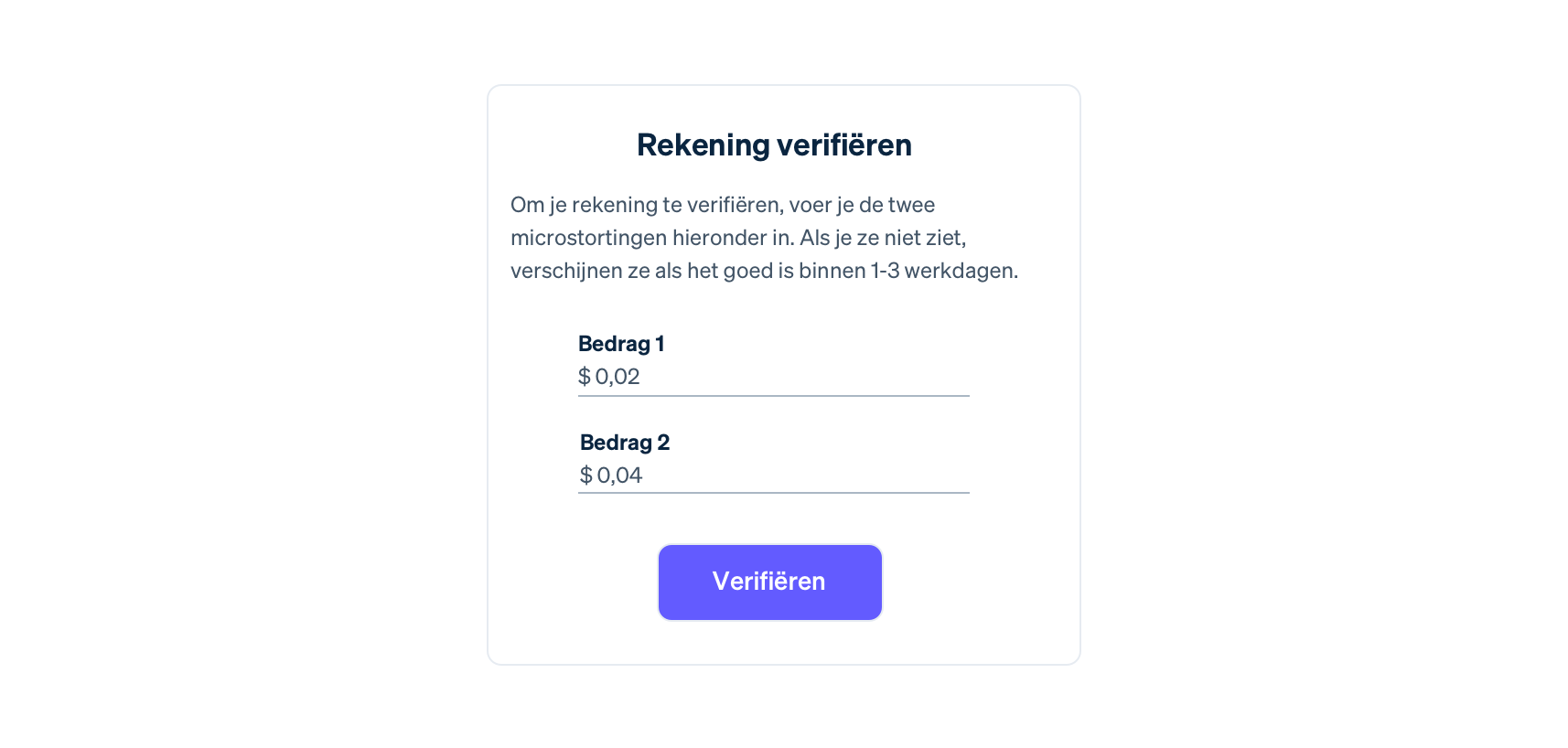 verifying the micro-deposit amounts - NL