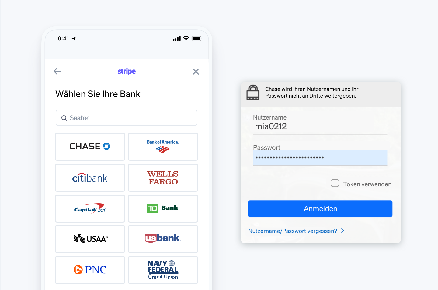 verifying the customer’s bank account instantly - DE
