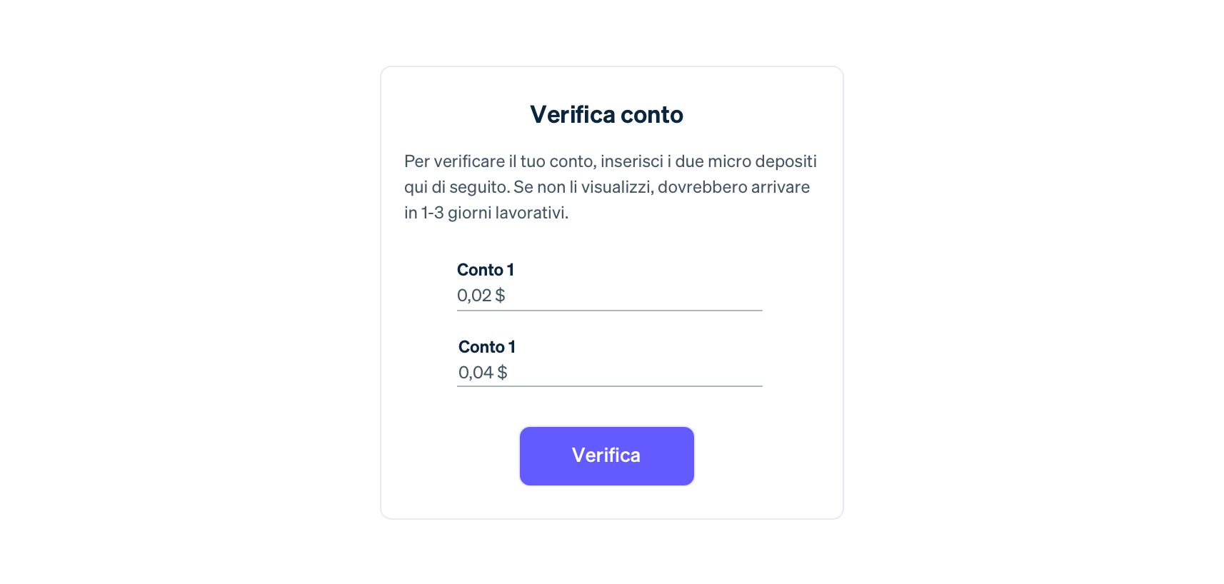 verifying the micro-deposit amounts - IT