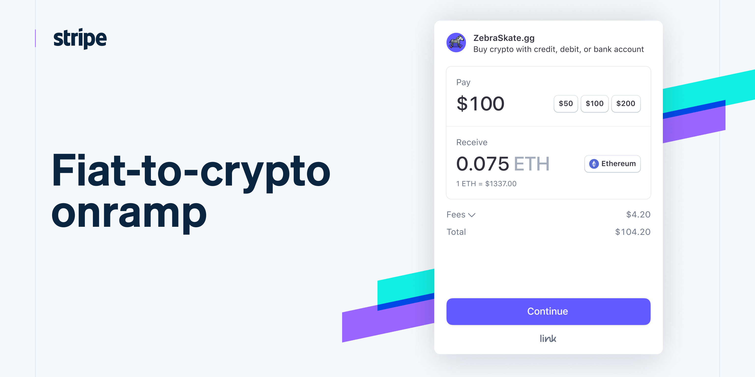 An embeddable and customizable fiat-to-crypto onramp