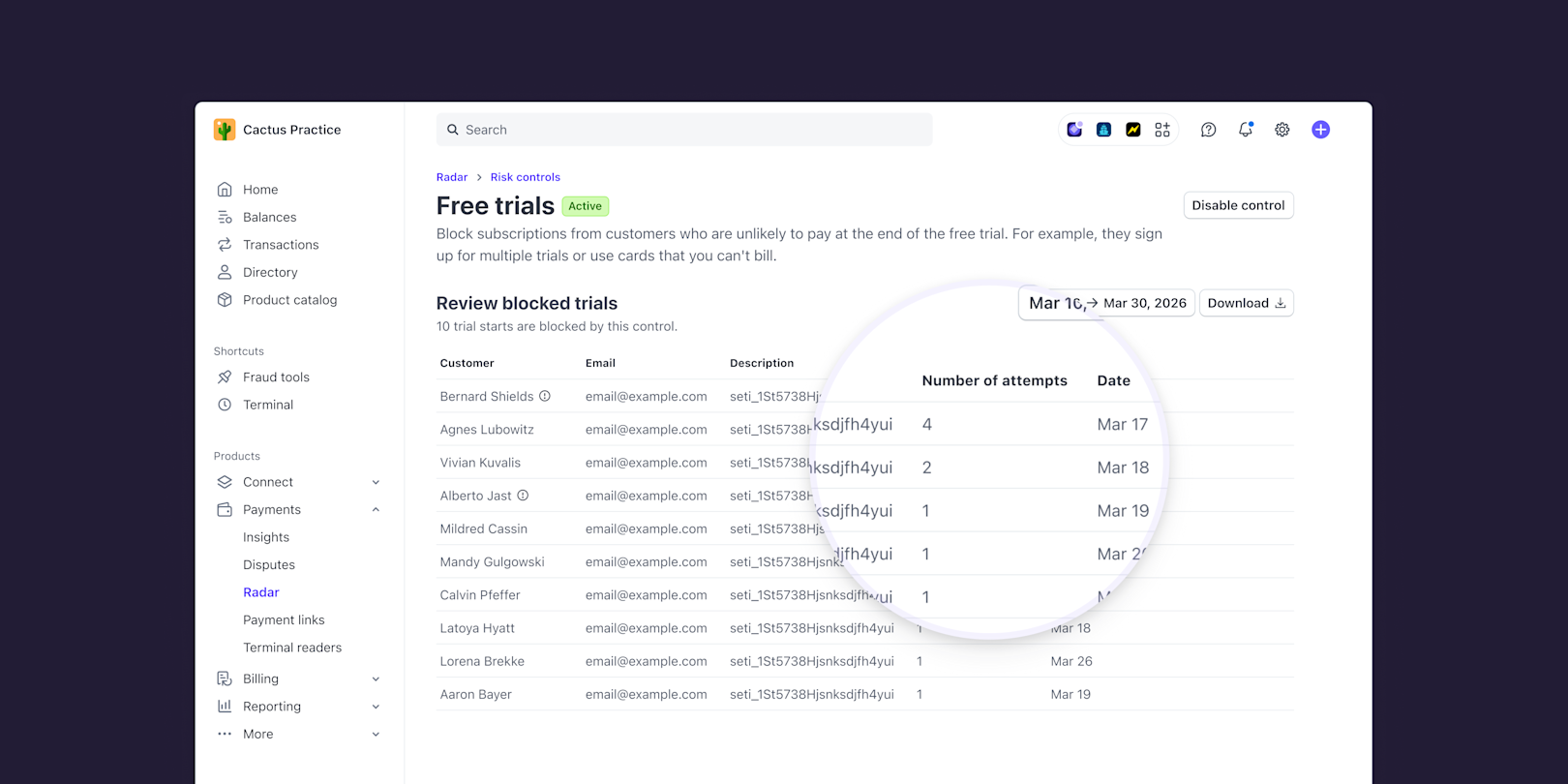 blog > radar free trial abuse > in-body UI image