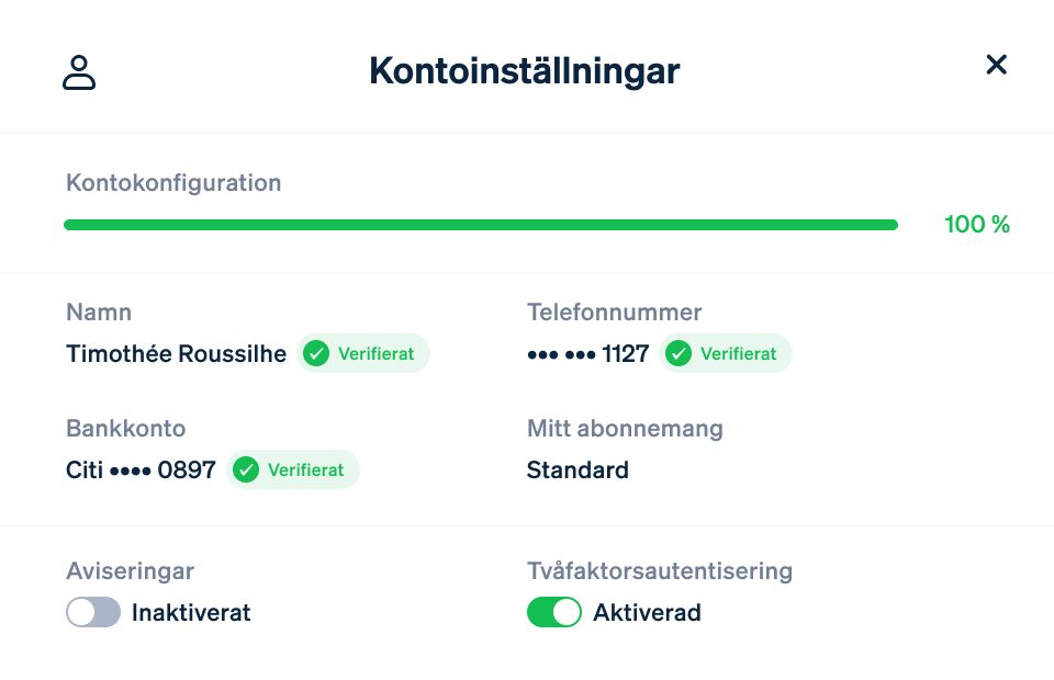 Financial connections account settings.latin-swe