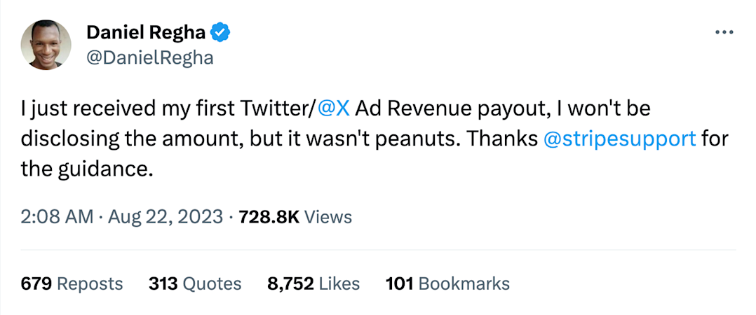 Blog > Creator economy > Daniel Regha tweet