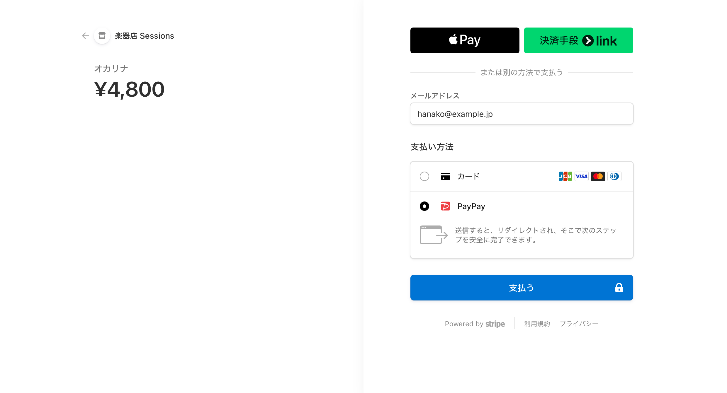 PayPay Checkout page