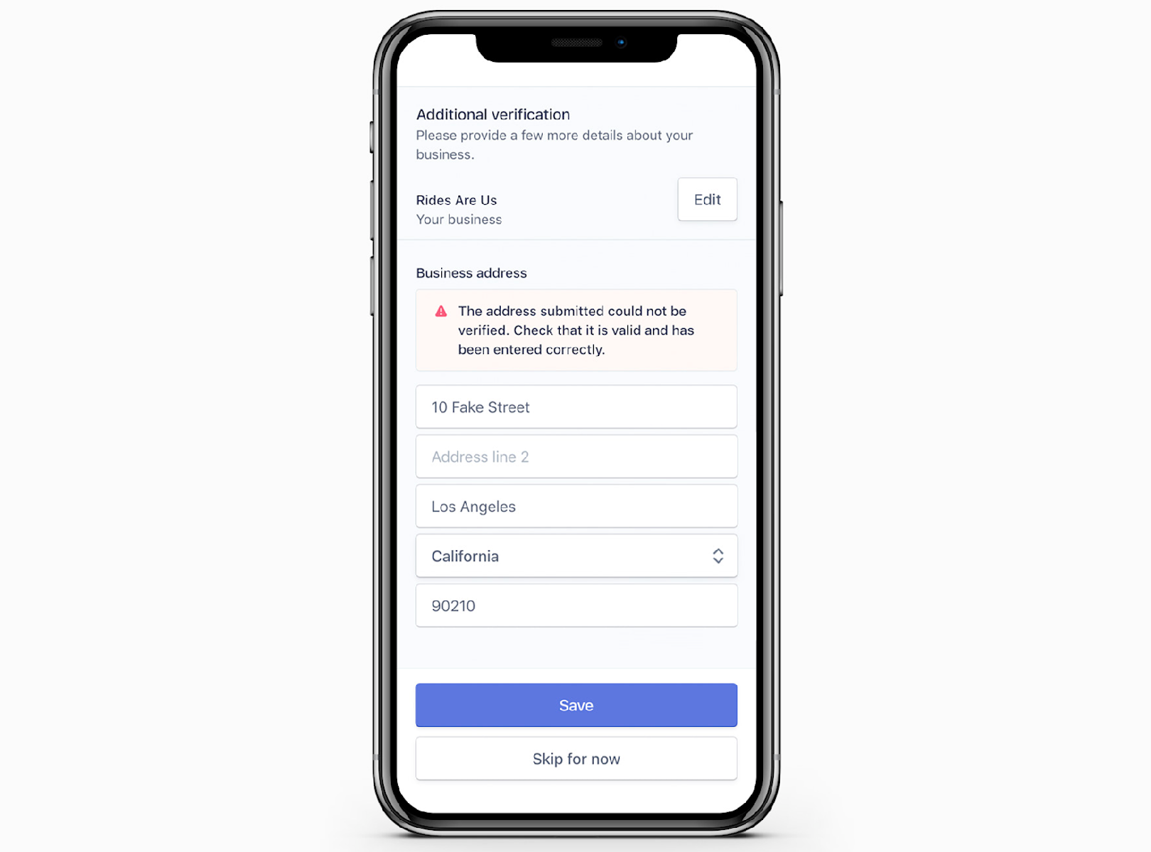 Connect express UI address validation