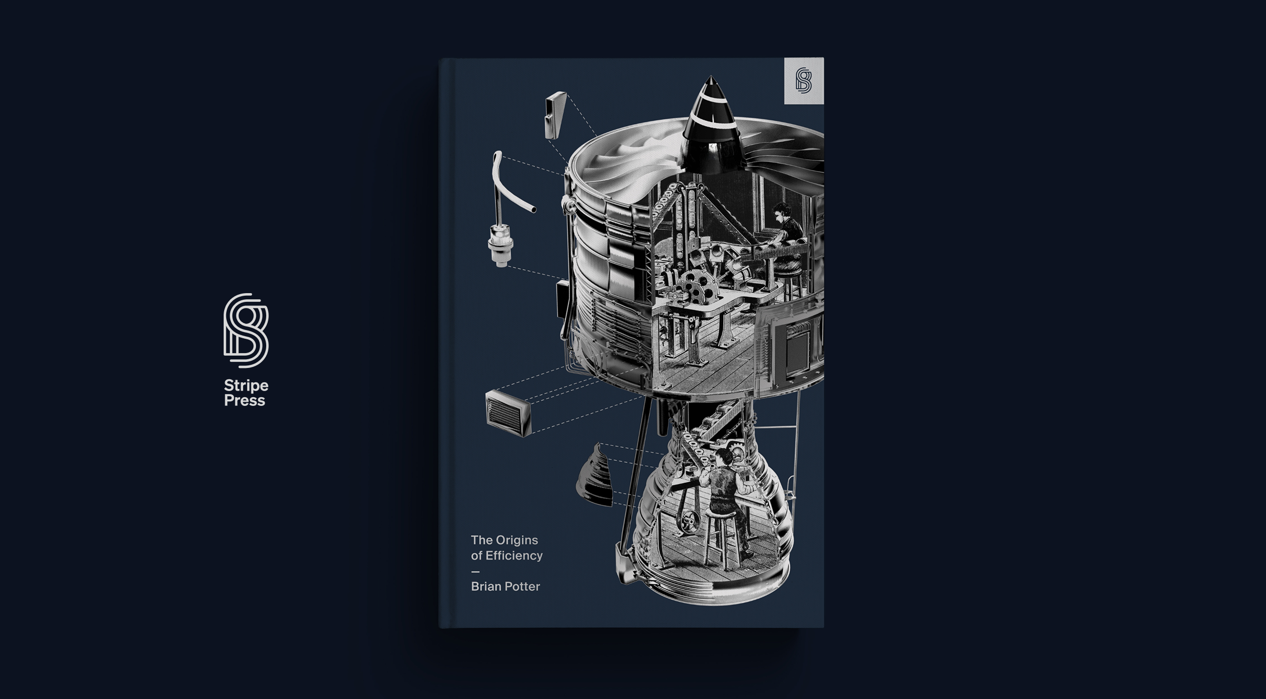 Animated mockup: AI gears pulverizing data into golden headlines