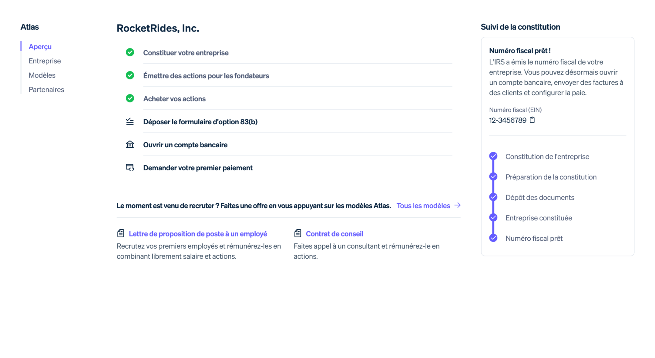 Example screenshot of the Atlas onboarding flow