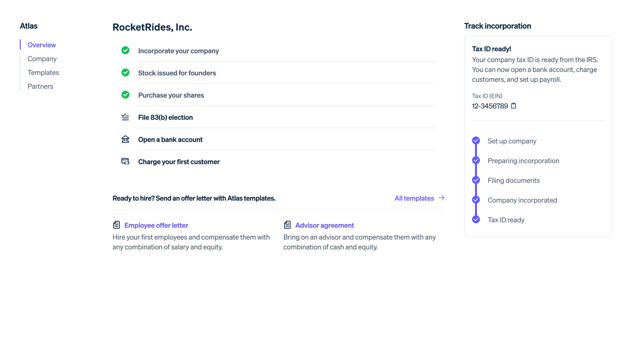 Example screenshot of the Atlas onboarding flow