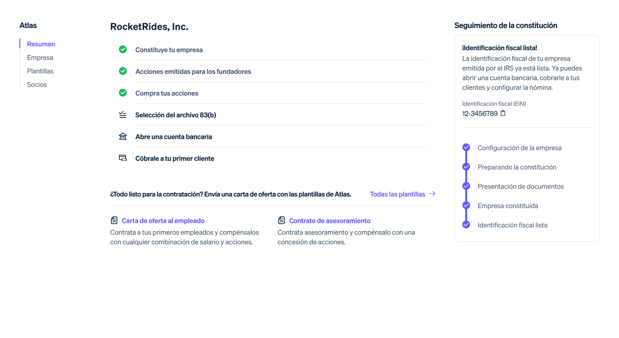 Example screenshot of the Atlas onboarding flow