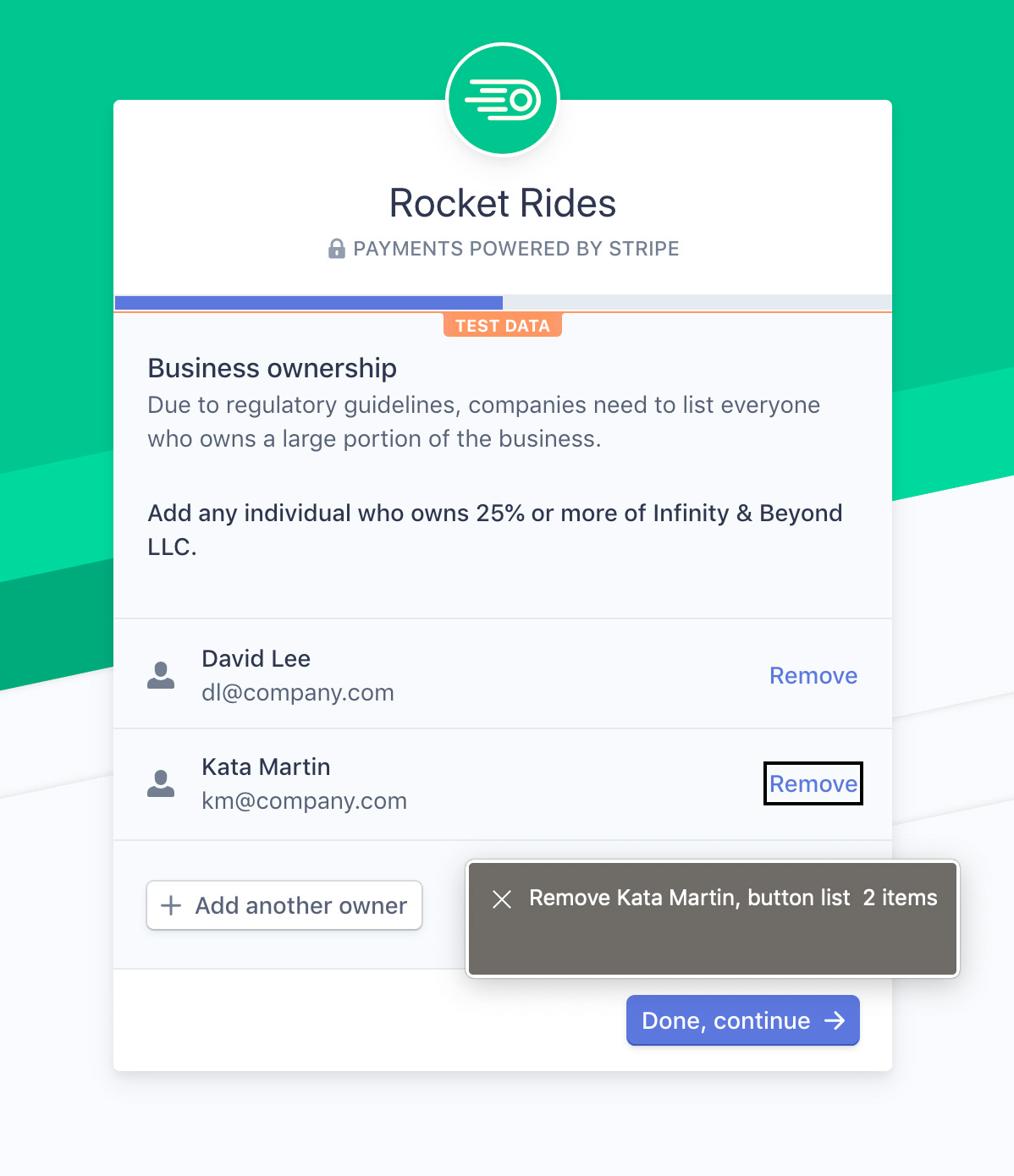 Express onboarding label example